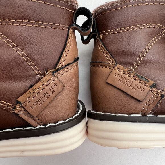 London Fog Boots Toddler Boys Size 5 Brown Faux Leather Lace Up Casual Fall - Picture 4 of 11